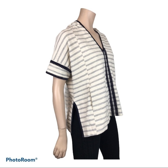 Madewell Women’s XS Elise Short Sleeve Oversized Striped Terry Hoodie Ho… - Picture 3 of 7